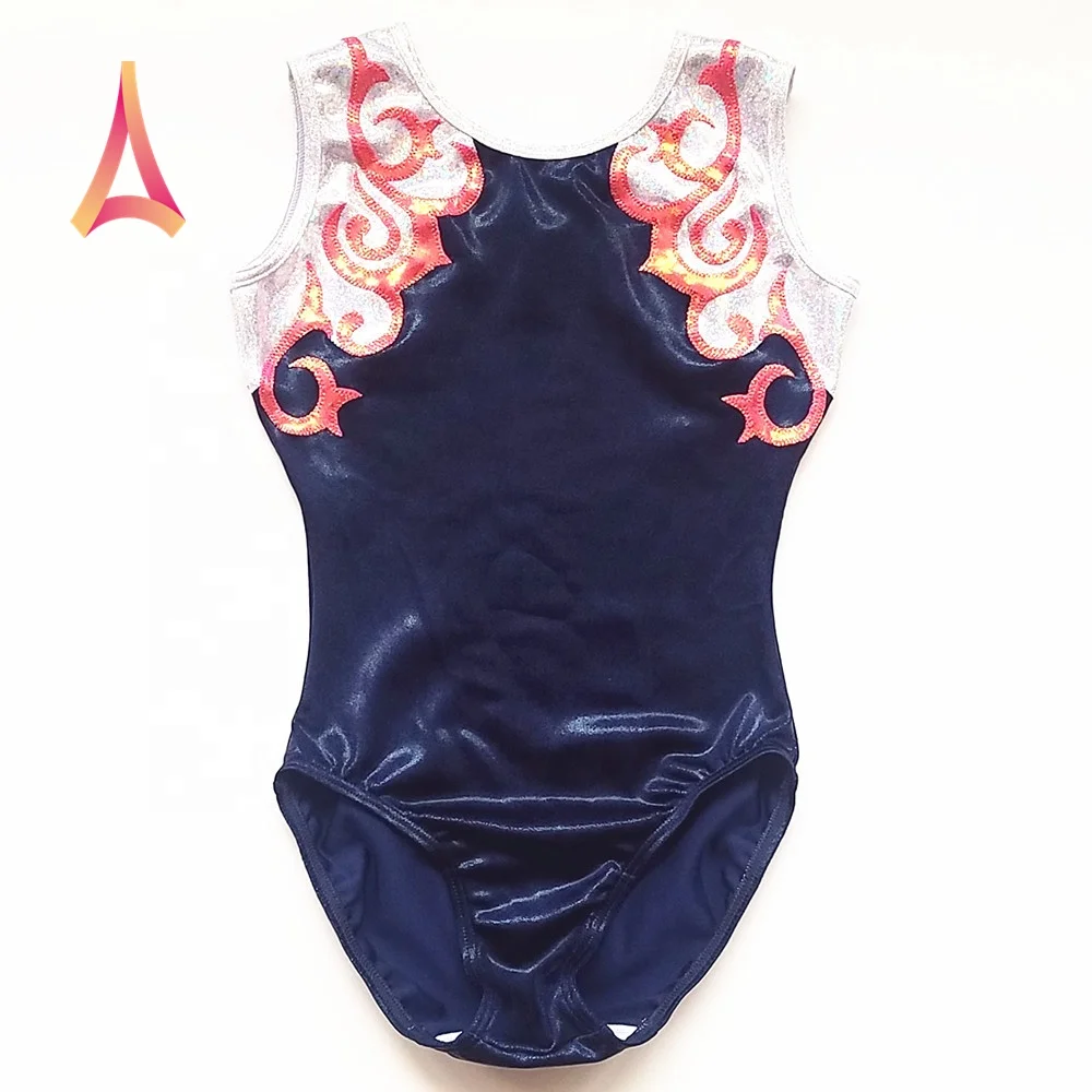 Sophisticated Swirl Trim Shiny Pink Gymnastics leotards for girls