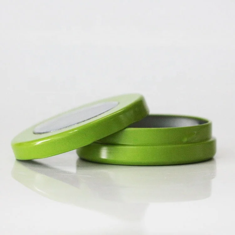 Eco-friendly small round tin gift box with clear PVC window and twist-off lid