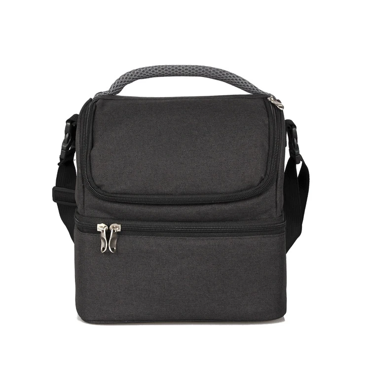 Adult Large Double Deck Lunch Box Insulated Lunch Bag Cooler Tote Bag for Men Women Food Shoulder Bag OEM Gray 3 Days 50 Pcs