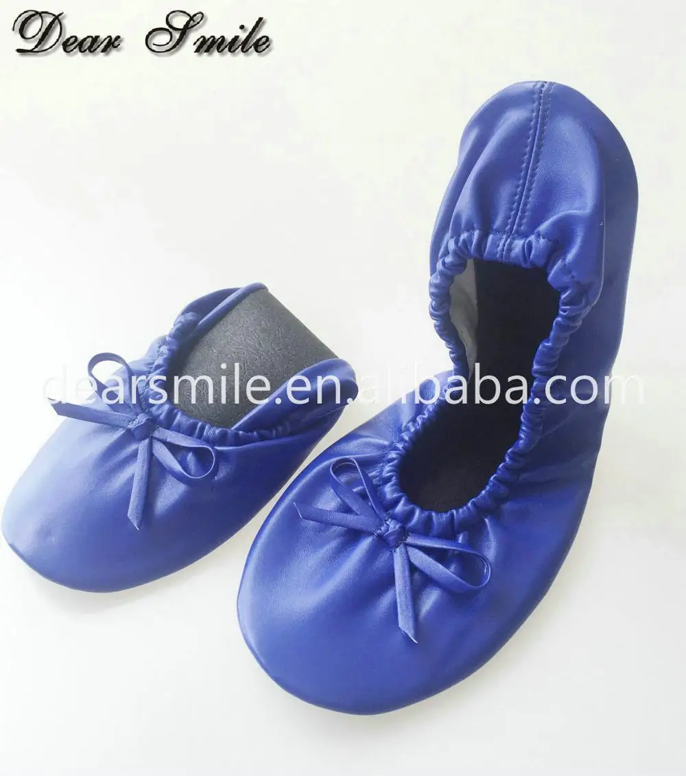 New Design women foldable ballerina flats blue ballet flat shoes for party event in bags