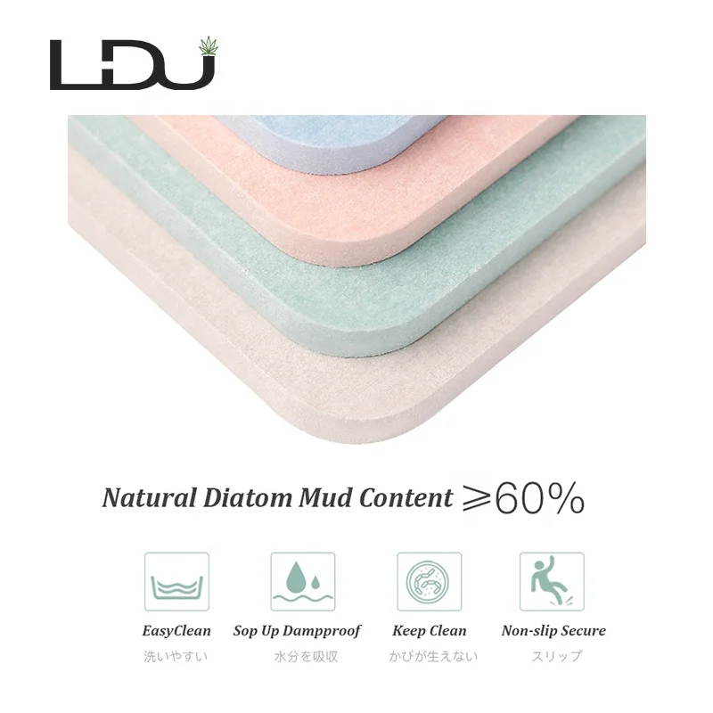 Hot Sale Strong Water Absorption Volatile, 60Seconds Quick-drying Safety Non-slip Easy to Clean Reusable Diatomite Foot Bath Mat