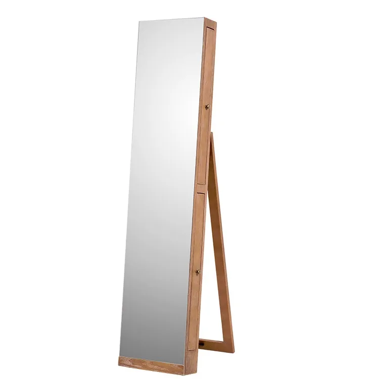 ISO продукт деревянный стоячий органайзер для ювелирных изделий шкаф с зеркалом