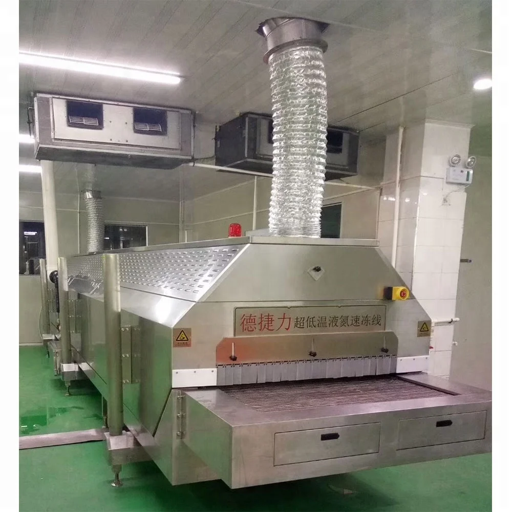 liquid nitrogen ultra low temperature tunnel freezer Industrial IQF Vegetables Fruits Blast Tunnel Freezer
