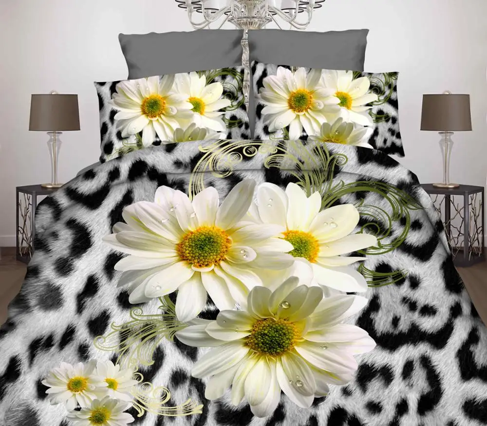 
3D flower printed 100% polyester bedding set, duvet cover set 