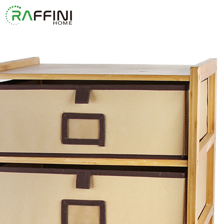 
Top Grade Flexible Rotation Bamboo+Non-woven Wood Drawer Cabinet Storage Organizer Furniture 
