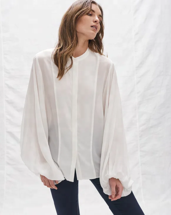 China Manufacturer High-end Plain Colors Silk Women Shirt MAW18023