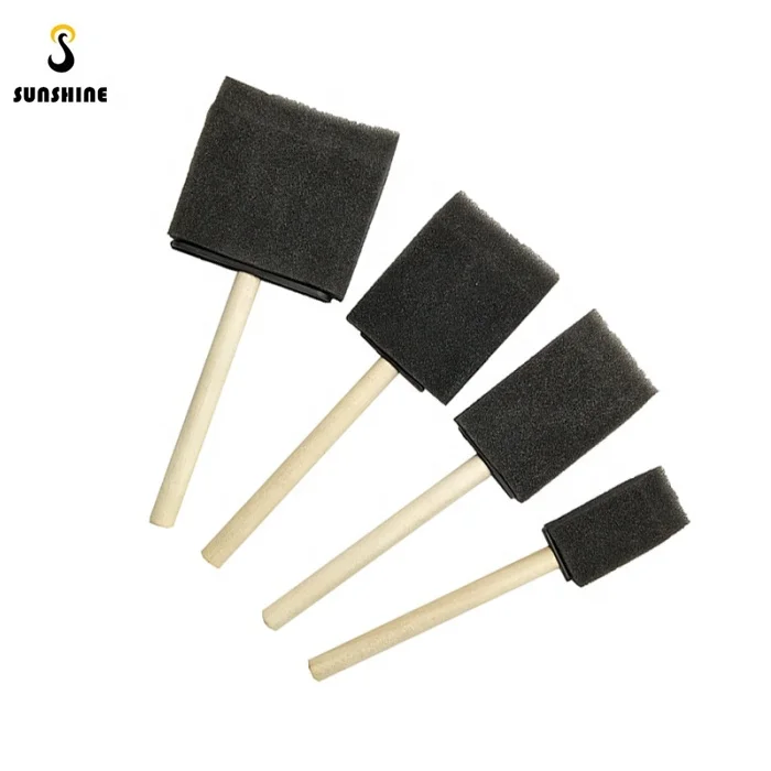 4Pcs Glue Glass Dust Cleaning Foam Application Craft Paint Wooden Handle Graffiti Sponge Brush Glitter Art Tool