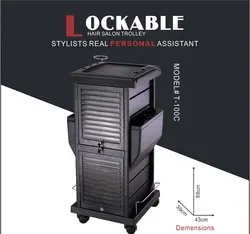 Закрывающаяся тележка для парикмахерской с держателями приборов