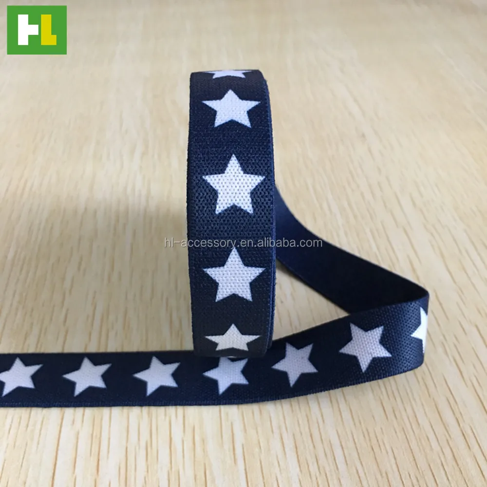 Customized dye sublimation printed web band elastic webbing for apparel 20 mm wide navy blue