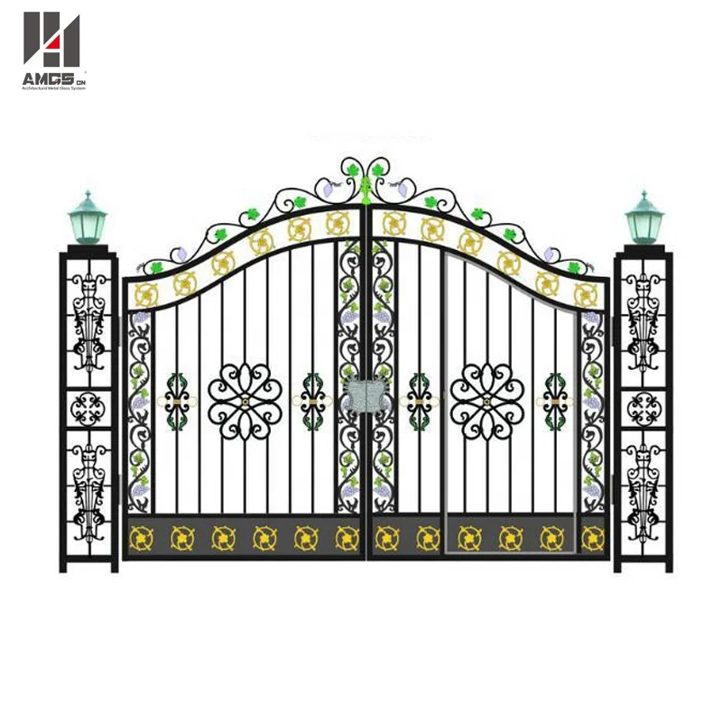 Customized modern main house door wrought iron gate design simple