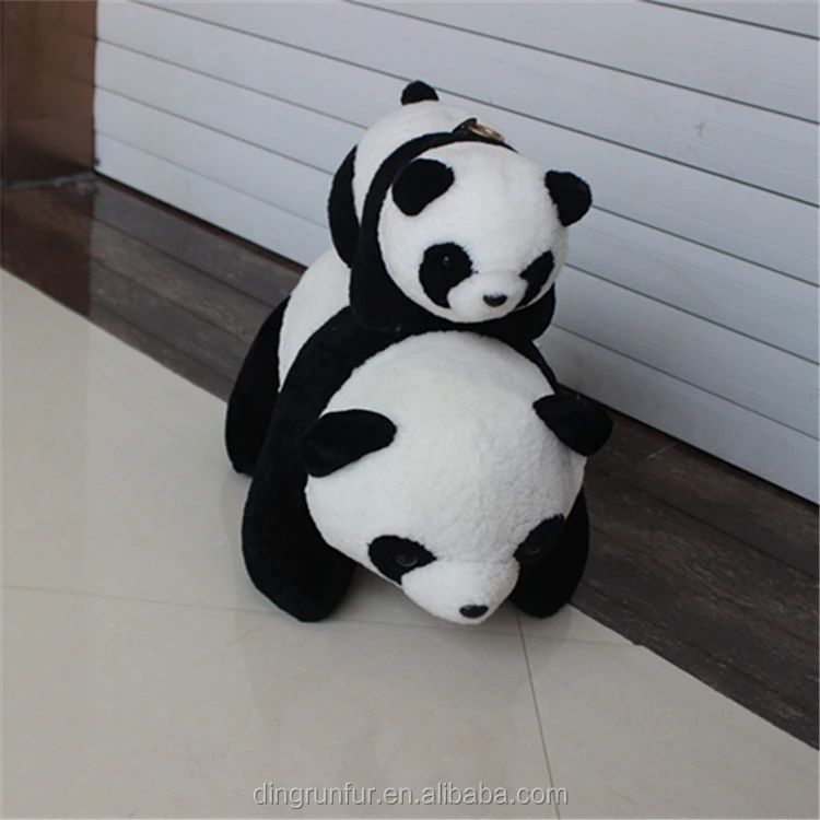 Custom Made Genuine Sheepskin Stuffed Panda Doll Real Fur Animal Toys