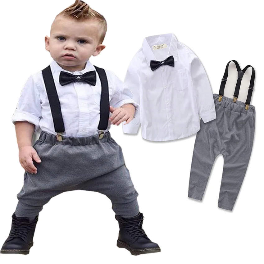Europe new 2018 autumn Baby gentleman cheap boys clothing sets suits child kid suit with vest Long sleeves shirt Long pant 3pcs