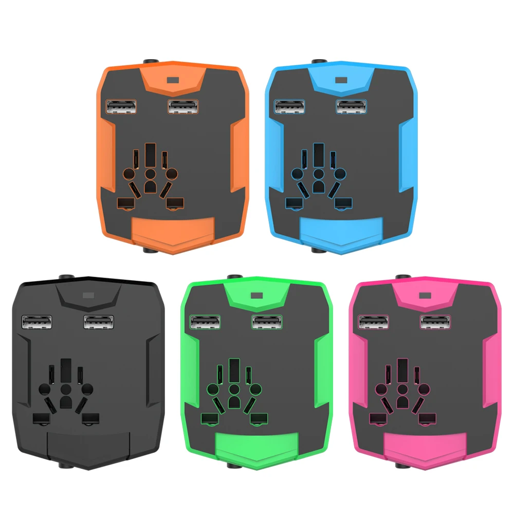 World travel adapter with power bank 3000mah with dual USB outport