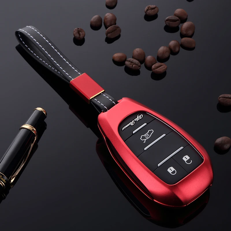 Hot Black Key Fob Cover For Aluminum Metal Smart Keyless Remote Entry Key Fob Case Holder for 2017+ Alfa Romeo Giulia