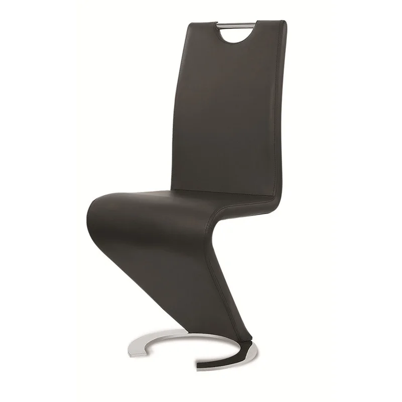 Оптовая цена, самый популярный обеденный стул z-образной формы из черной искусственной кожи