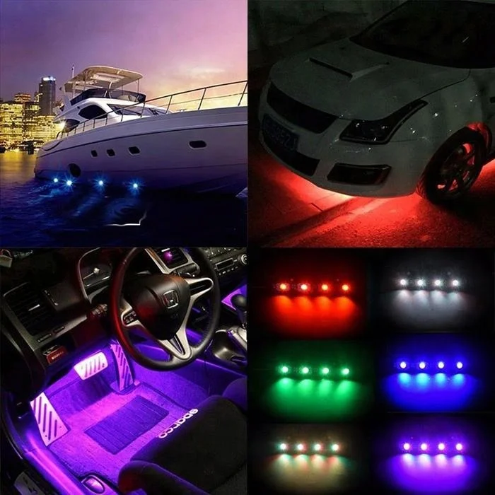 Hot Selling Led Boat Ambient Lighting Car Underglow Rock Light Kit 4 Pods RGB Led Rock Light For Car Truck Offroad