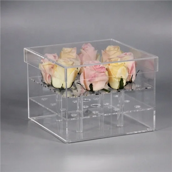 Vase Decorative Square Rose Pot Wedding Acrylic Rose Flower Gift Box