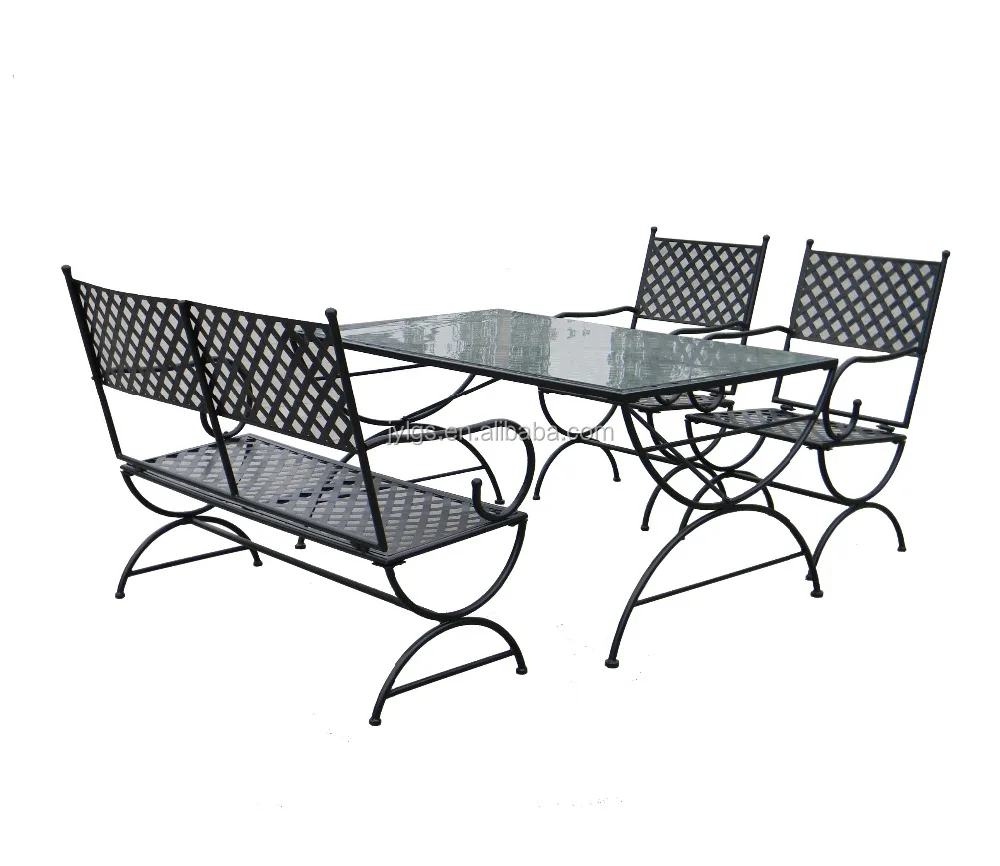 Набор металлических обеденных столов из 4 предметов с Прямоугольным Столом длиной 1,4 м