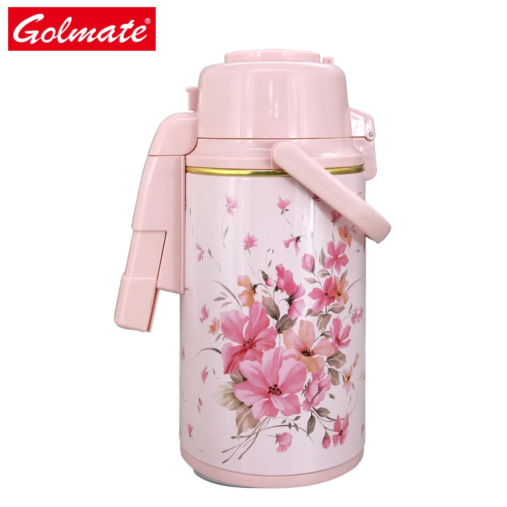 coffee thermos 3l coffee shop print glass liner metal pump airpot