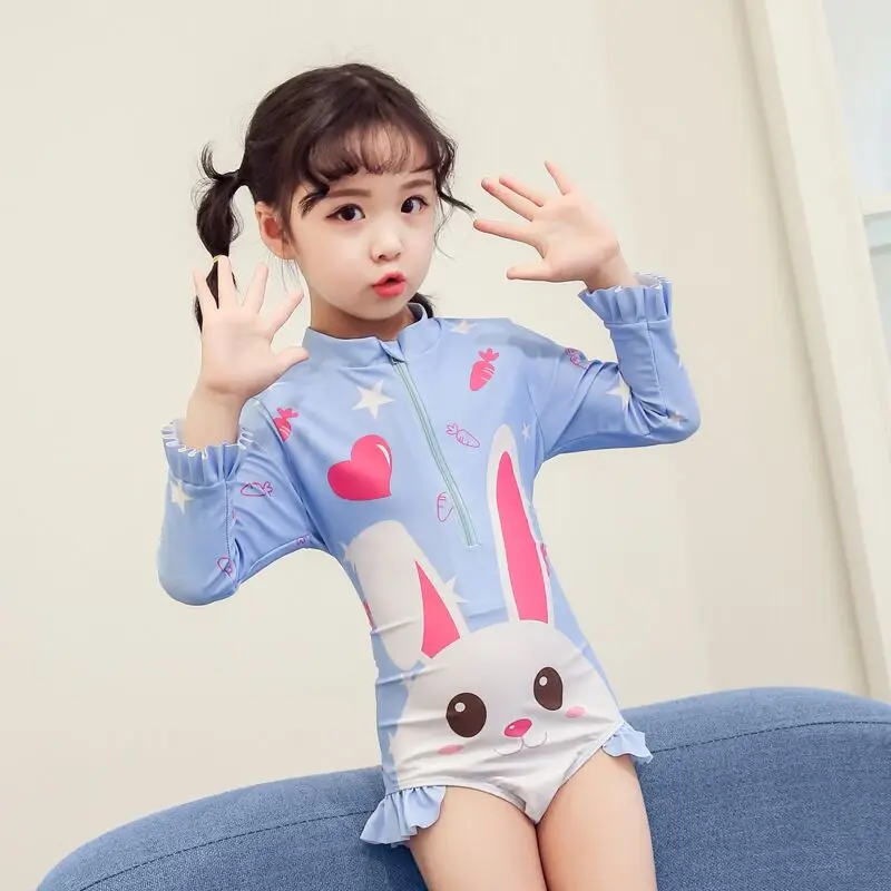 Оптовая продажа От 1 до 7 лет купальный костюм с защитой от УФ лучей с длинным рукавом пляжная одежда