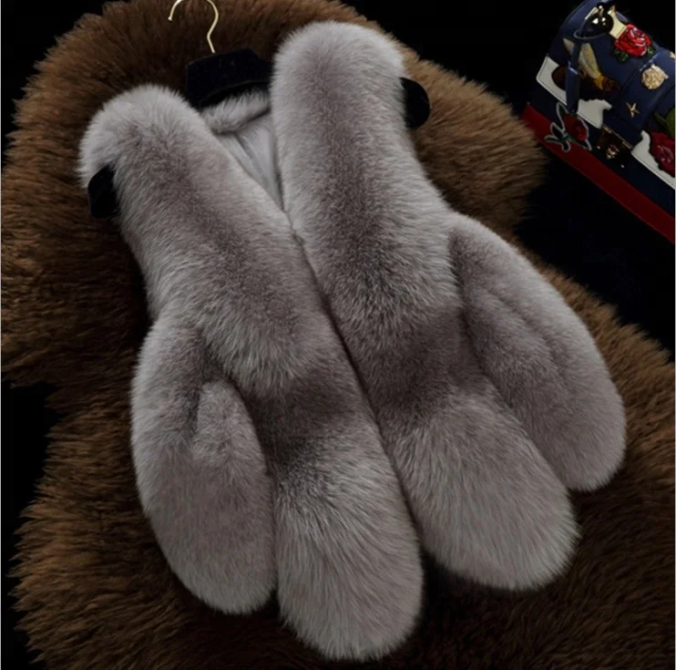 Top quality women fox fur gilet genuine fur vest supplier