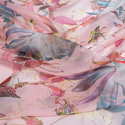 Custom Printed 100% Silk Chiffon Fabric Soft Comfortable Cool Dress Fabric
