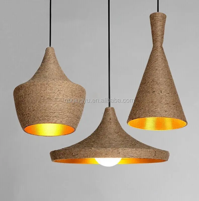 Cheap handmade hemp rope lamp indian style vintage pendant lamp antique hemp rope lighting home decor
