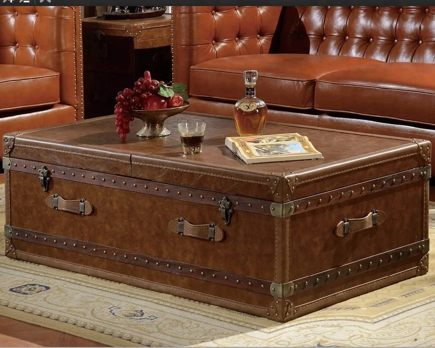 
comfortable european american hotel restaurant loft home furniture leather home coffee table 