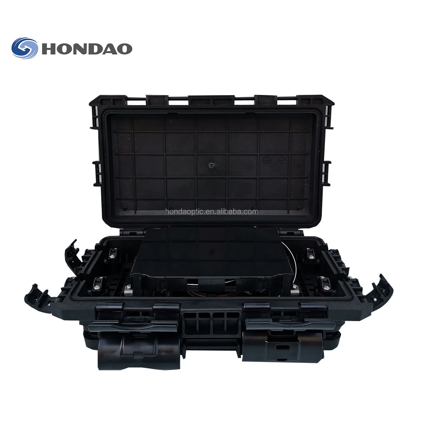 Hondao GJS3008  fiber optic Cable Splicing Caja Nap 24 fiber , 2 inlet & output ports , with 16 Ftth drop cable ports