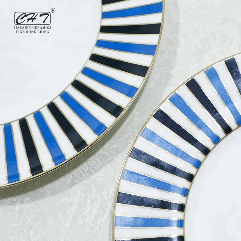 Import china blue and white dinner ware set christmas cheap ceramic plates for hotel
