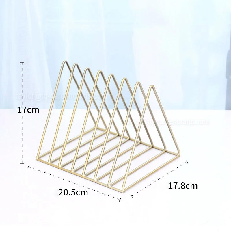 Iron Frame Magazine Book Stand Modern Simple Style Triangle Shape Design Decorative Desktop Organizer
