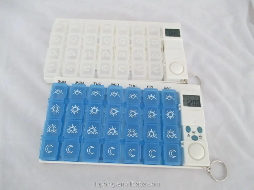 colorful weekly pill reminder with 7 days 28 cmpartments dispenser