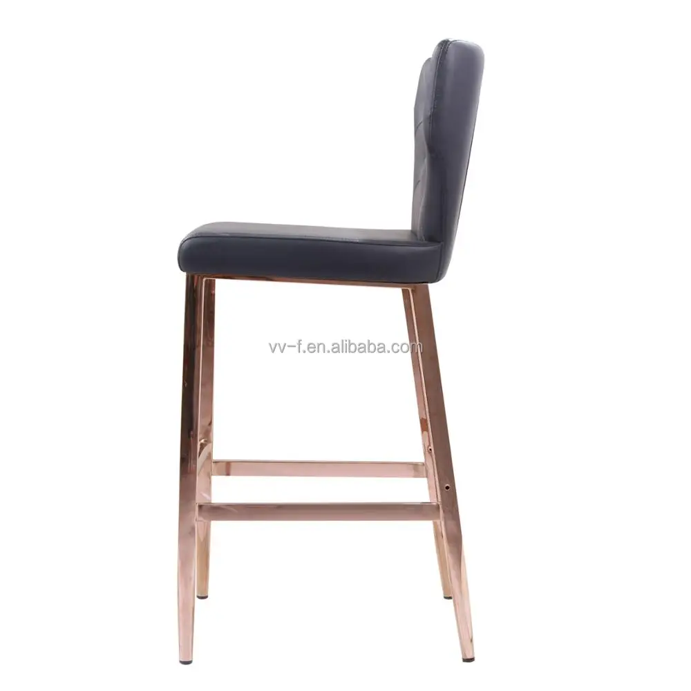 
high back leather seat bar chair gold 