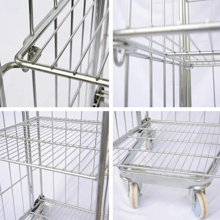 Aceally metal warehouse transport roll cage cargo storage roll cart