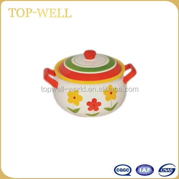 Hot Sale Handpainted Ceramic Cooking Stockpot With Cover Made in China