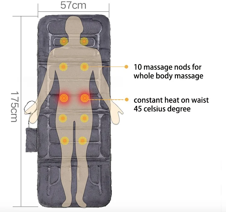 
Electric Full Body Heat Massage Mattress Pad Vibration Shiatsu Back Massager As Seen On TV 
