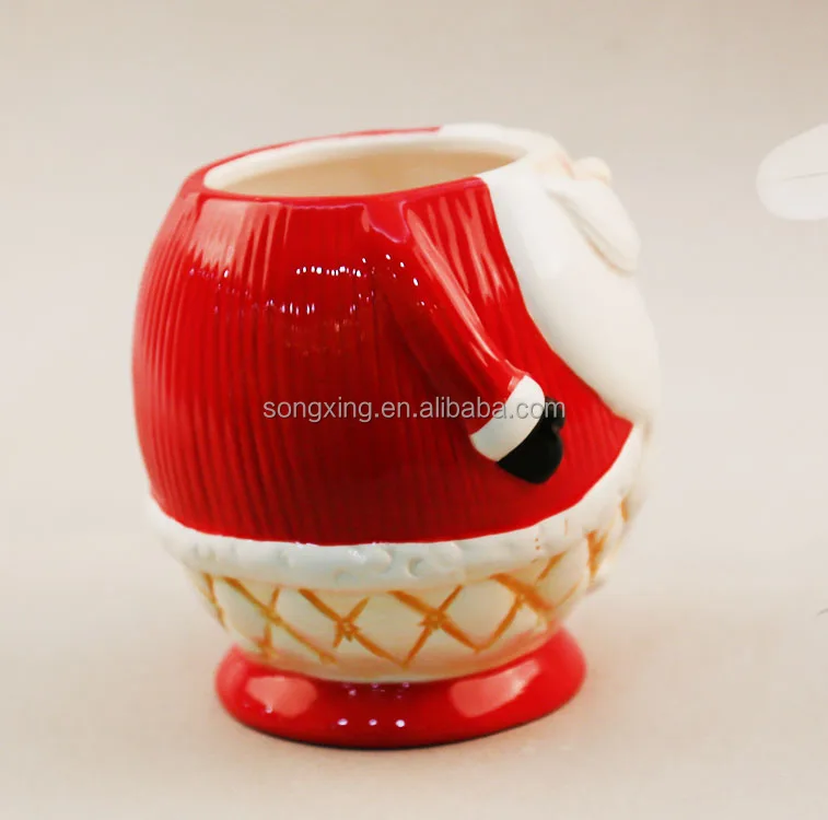 santa theme red cute cookie jar Ceramic Cookie Jar Container