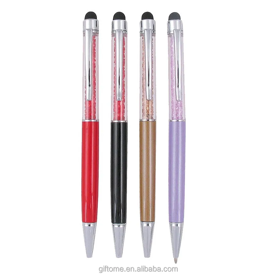 Many Colors Promotional Metal Crystal Ballpoint Pen Custom Logo Screen Crystal Stylus Pen In Stock