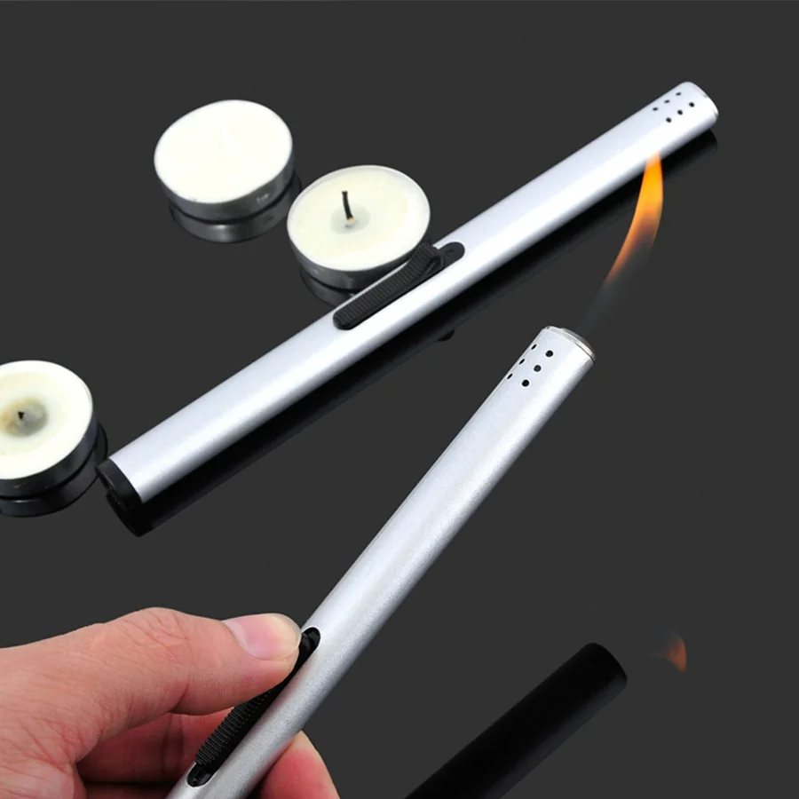 Ветрозащитная Бутановая газовая алюминиевая Зажигалка для барбекю, подходит для пикника на открытом воздухе