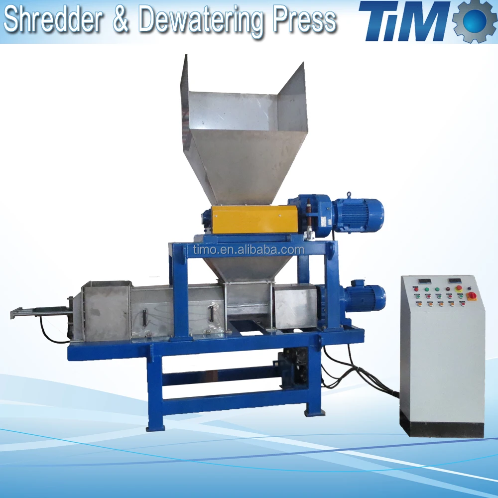 refuse derived fuel (RDF) industrial shredder and dewatering screw press