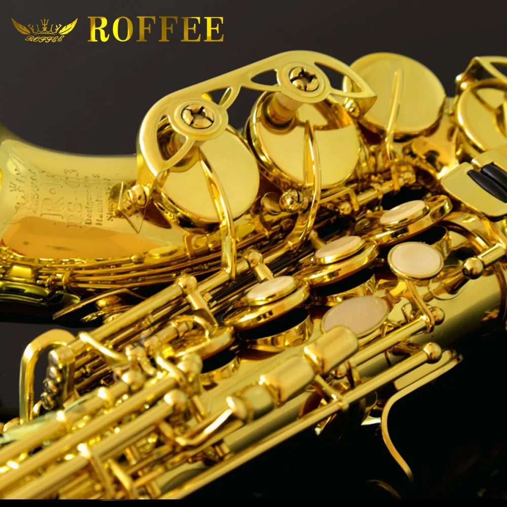 
ROFFEE C3 Professional Performance Level Children Small Bend Soprano Brass Bb Tone Saxophone 