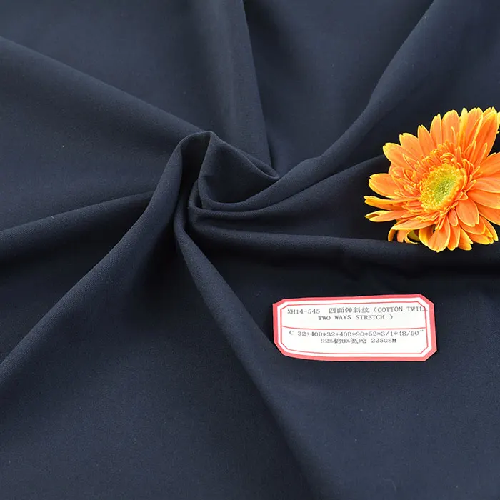 92% Cotton 8% Spandex 4 Ways Stretch Elastic Cotton Fabric for garment clothes
