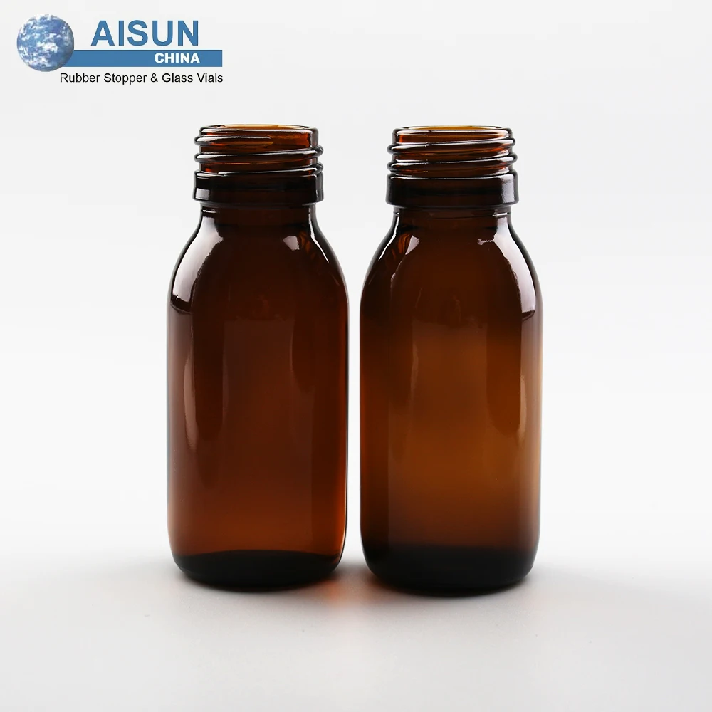 60ml pharmaceutical pet amber glass bottles cough syrup bottle for liquid with child proof