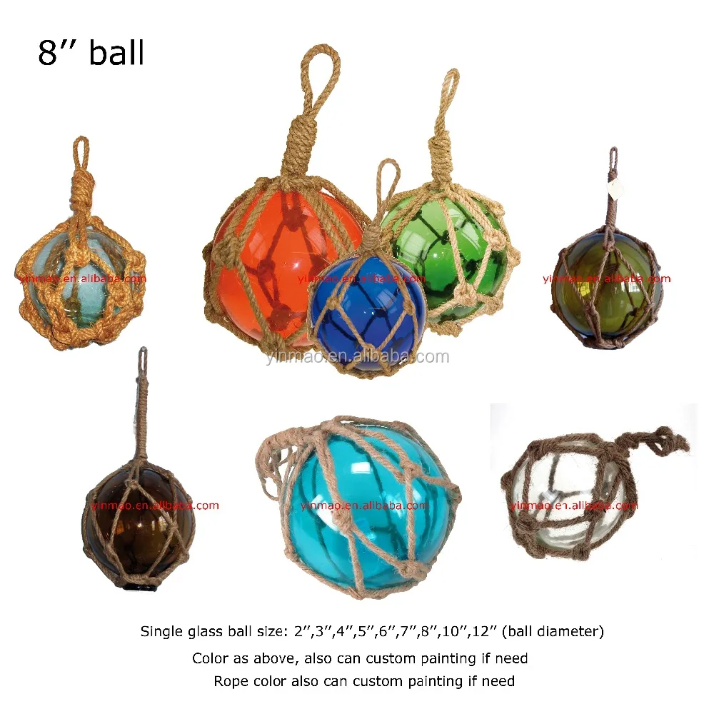 8' Glass floats fishing floats Glass buoy nautical wall hanging glass ball
