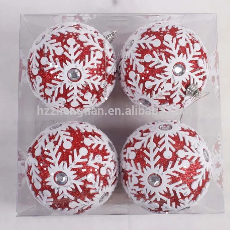 Ornament Glitter Ball for Home and Party Decor round PVC Foam Christmas Tree UV Printed for Crafts Packed in Box
