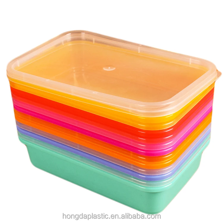 Colorful Rectangular Disposable PP Plastic Boxes With Clear Lids