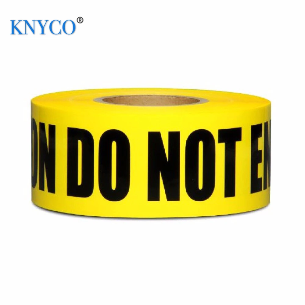 Customer printed light yellow color PE barrier tape for police and danger area warning purpose