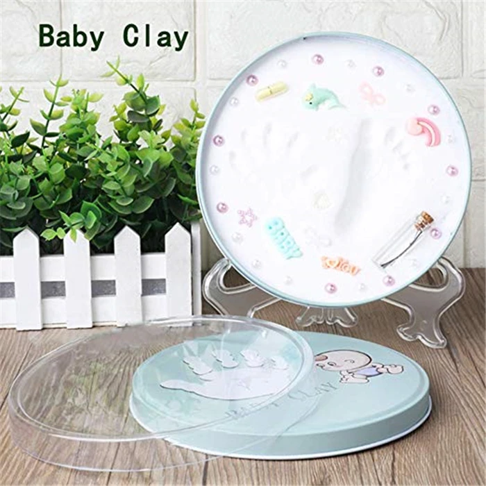 Newborn Baby Hand Print and Foot Print Clay Ink Paste Mud Infant Iron Box Souvenir Set