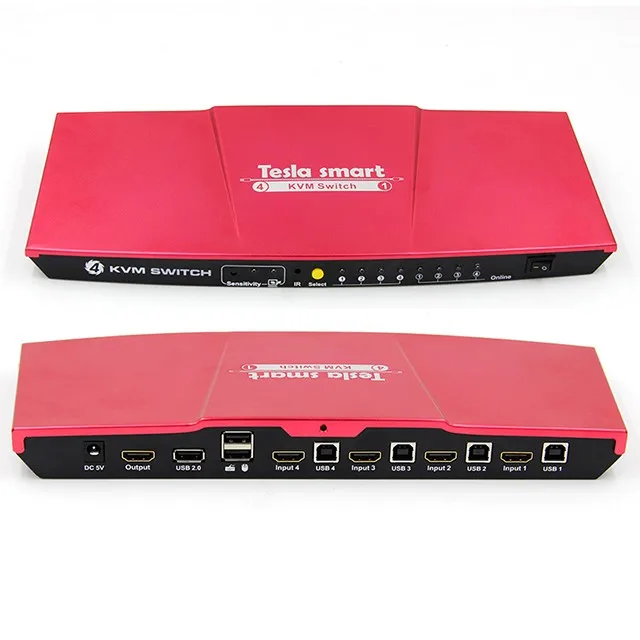 TESmart New Arrival 4 Port HD Source Switch HDMI 4k Video USB 2.0 Out Switcher