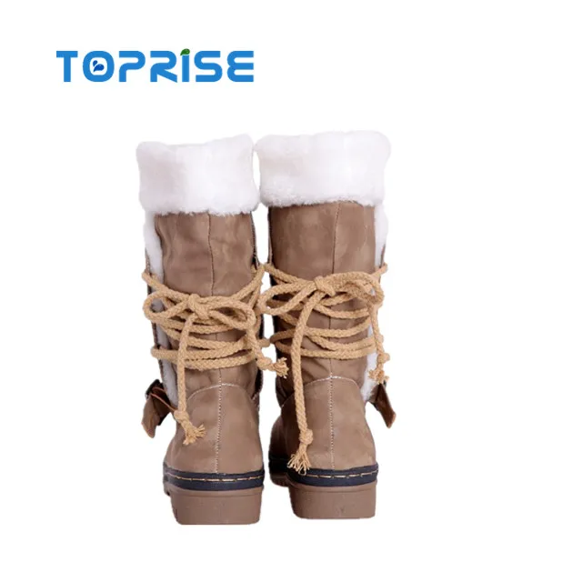 Winter warm leather rubber sole snow women boot